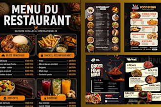 design restaurant menu, food menu, cafe menu and digital menu board