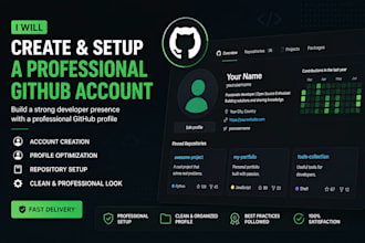 create and set up a professional github account for you