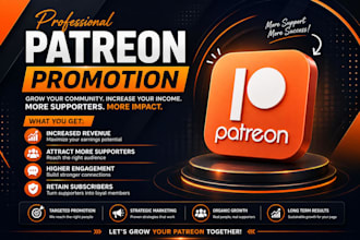 do patreon page setup for content creator, writer, author and patreon promotion