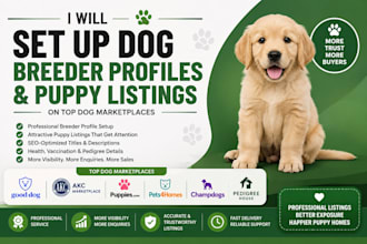 set up and optimize your dog breeder profiles and puppy listings