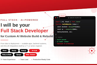 be your full stack developer for custom ai website build or rebuild