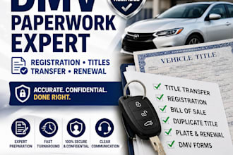 help with dmv paperwork, vehicle registration and title transfer