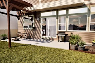 create an exterior 3d model and render of your project, no ai