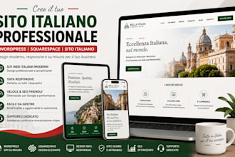 create an italian website in wordpress, squarespace, sito italiano professionale