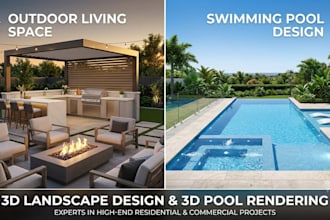3d landscape design 3d pool rendering outdoor living space 2d site plan