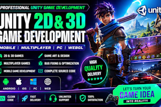 develop unity 2d 3d game, racing game, rpg, survival game for android, ios, pc