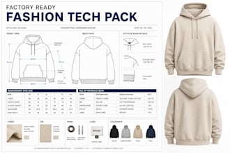 create a factory ready fashion clothing tech pack for manufacturing