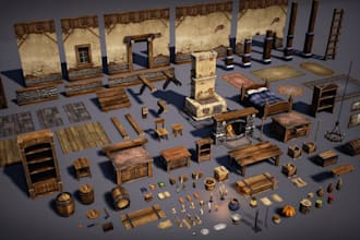 do 3d game assets environment modular asset props realistic models in unity ue5
