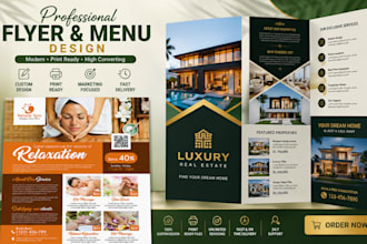 design business flyer poster brochure leaflet, menu, print ready design in 8 hrs