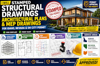 provide stamped structural drawings and mep plans for california ct mt permits