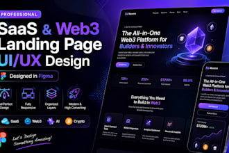design professional saas, web3 landing page UI UX in figma