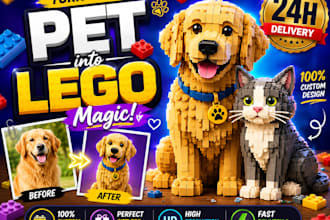 make your dog, cat, pet using lego bricks