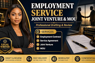 draft and review employment contract, service agreement, joint venture and mou
