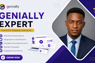 design interactive genially presentation, elearning, pitch deck and quiz