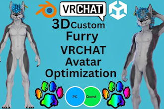 create a custom vrchat furry avatar, nsfw fursona, vrm model for pc and quest