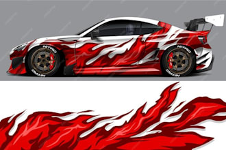 create racing car wrap, itasha wrap design with  creativity