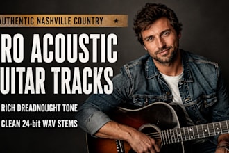 play country acoustic guitar and session music for your song