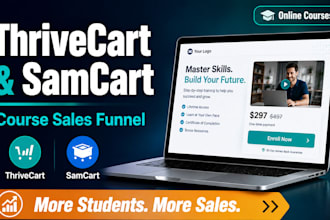 create thrivecart or samcart sales funnel for online courses