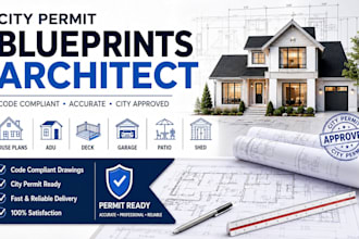 city permit blueprints architect for house plans, adu, deck, garage, patio, shed