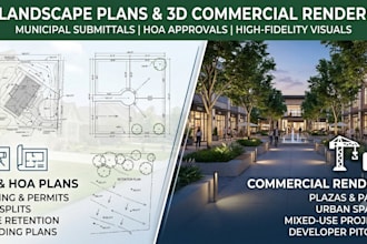 2d landscape plan hoa approval site plan commercial 3d render permit drawing