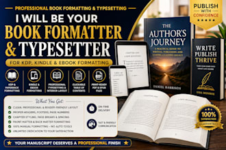be your book formatter, typesetter for KDP, kindle formatting, ebook formatting