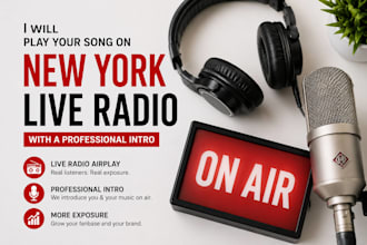 play your song on new york live radio with a professional intro