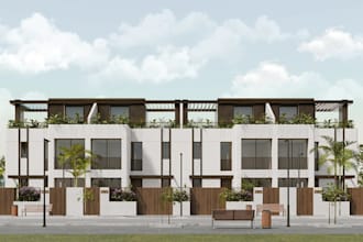 generate 3d terraced house from pdf plan, attached housing, city mansion render