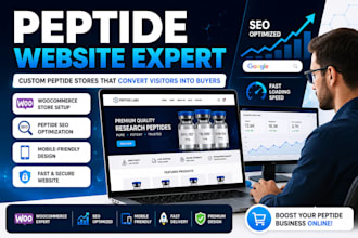 create peptide website, peptide store, woocommerce design and peptide SEO expert