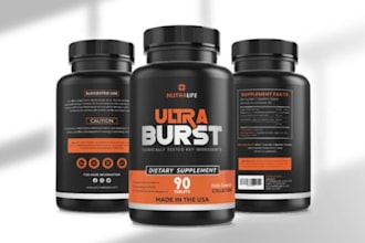 design attractive supplement label design, and bottle packaging design