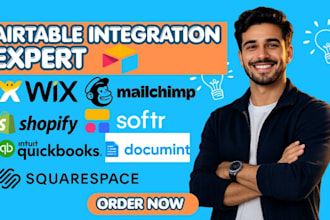 airtable expert integrate mailchimp wix, quickbook, squarespace, shopify, make