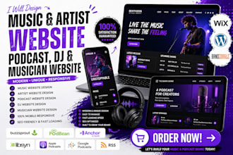 do music website, artist website, podcast website, dj website, musician website