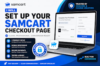 set up your samcart checkuot page, samcart expert