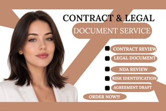 review documentation and draft contracts, agreements, ndas and legal documents