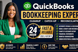 quickbooks bookkeeping cleanup, catch up and reconciliation in 24 hrs