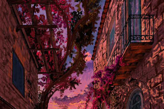 create an illustration in my etching style of any place you want