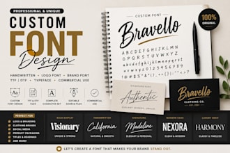 create a custom font, handwritten font logo typography ttf otf typeface design
