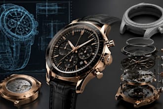 design manufacturing ready wristwatch product, 3d rendering with solidworks cad