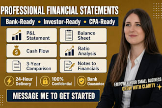 prepare bank ready financial statements, profit loss and balance sheet