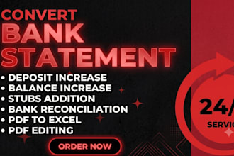 reconcile bank statement PDF to editable format