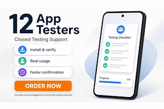 provide 12 app testers googlw play closed testing mobile app testing