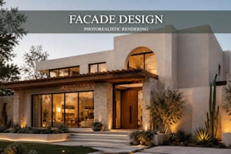 do exterior facade design and photorealistic 3d rendering