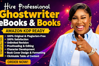be your ebook ghostwriter, fiction book writer and ghostwriter