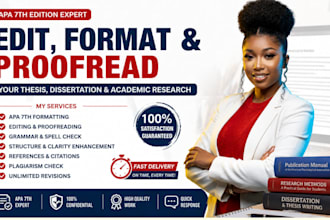 edit, format and proofread your thesis dissertation, academic research in apa 7