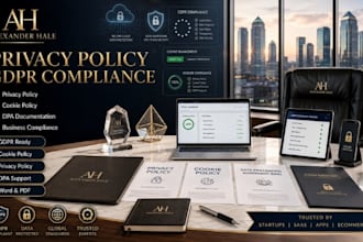 draft gdpr privacy policy, dpa, cookie policy and compliance documents
