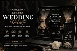 create a modern wedding website and rsvp invitation