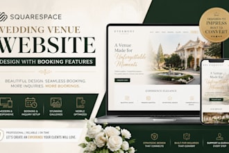 design a squarespace wedding venue website with booking features