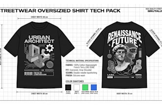 fashion designer streetwear tech pack tshirt design hoodie fashion tech pack