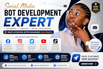 create social medial bot, twitter bot, tiktok bot, youtube bot, instagram bot