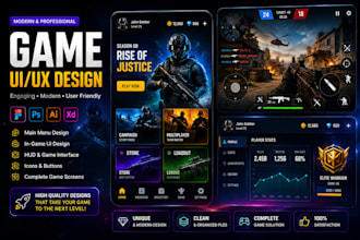 create stunning game UI UX design for mobile and PC games