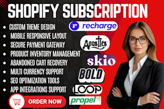 setup shopify subscription recharge appstle skio bold loop seal paywhirl subify